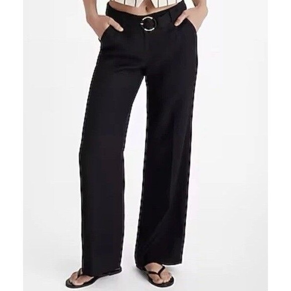 Express Black Mid Rise Trouser Dress Pants Wide Leg Size 11/12 - Picture 4 of 7